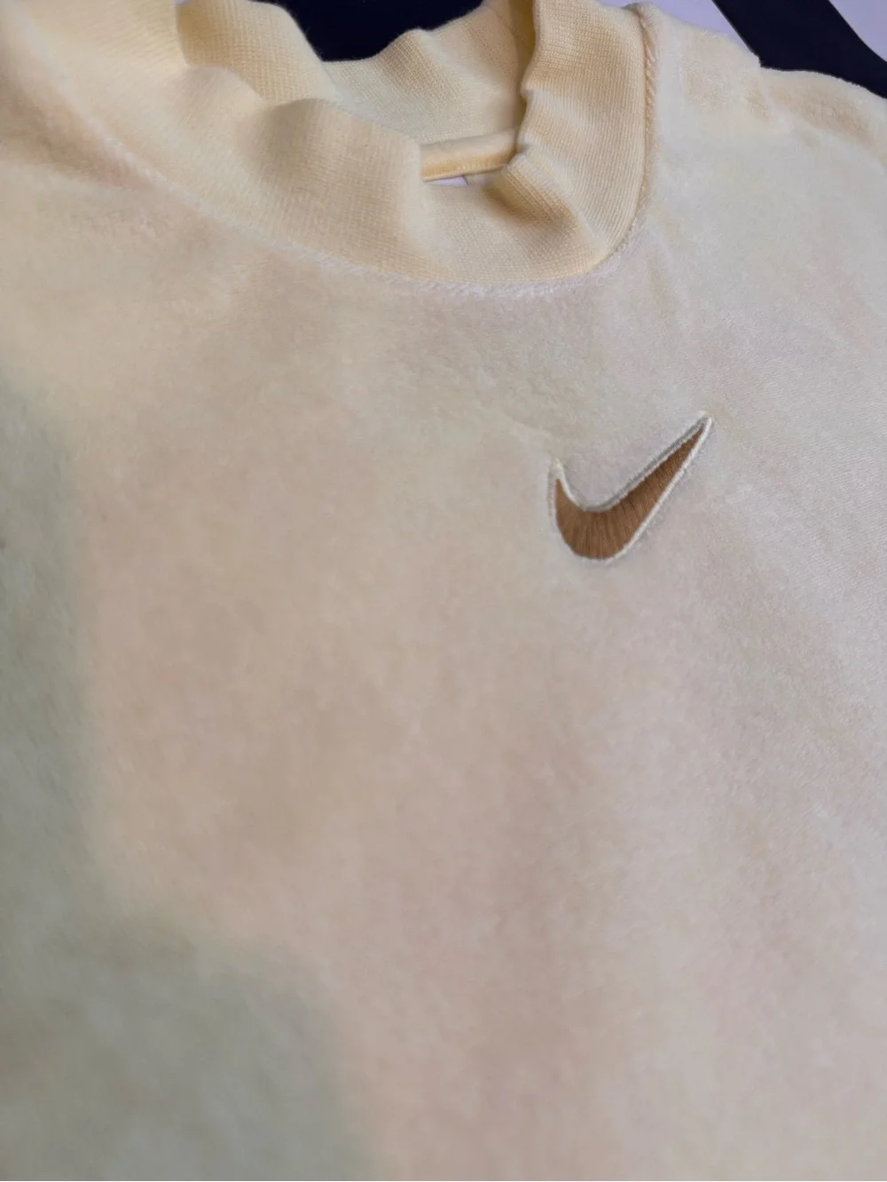 Nike Yellow Cropped Sweatshirt with Gold Swoosh